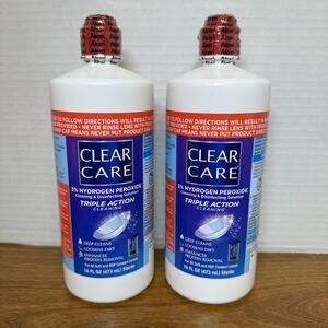 NEW LOT 2 Alcon Clear Care Triple Action Cleaning Contact Lens Solution 16 OUNCE